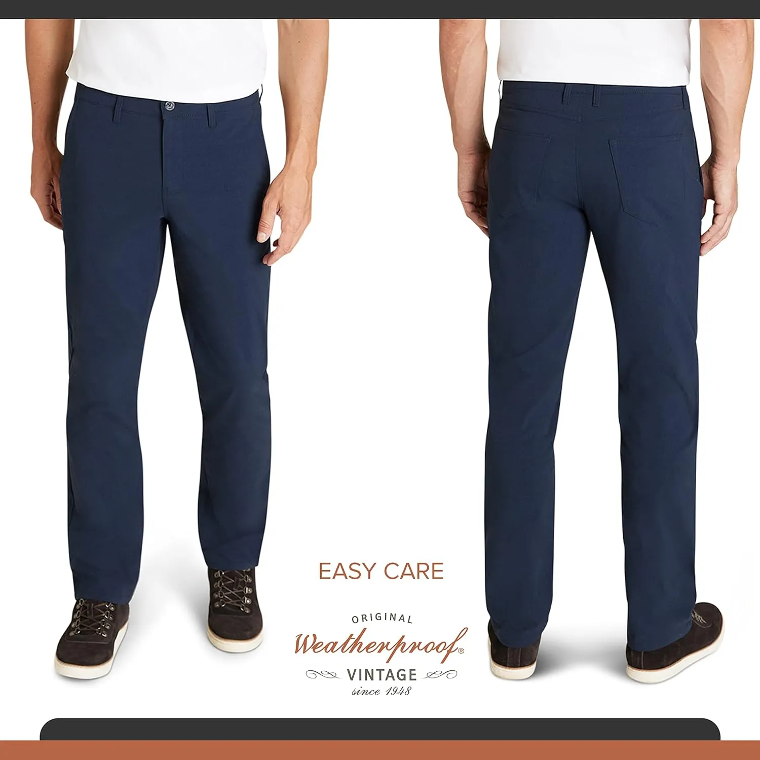 Weatherproof Vintage Men's Regular Fit Excursion Pants - Ultra Stretch Casual Flat Front Chino