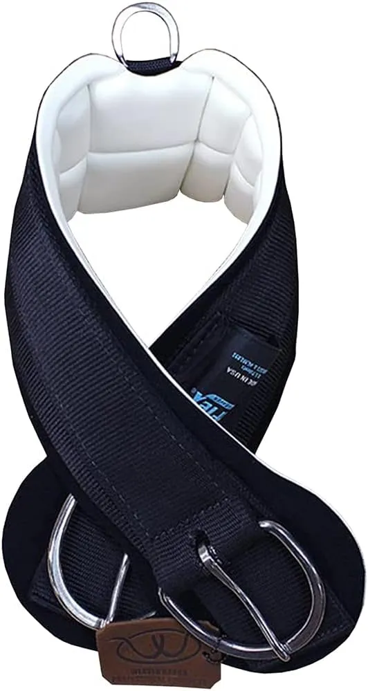 Weaver Equine Airflex ‎Roper Horse Cinch, Anti-Slip Nylon Webbing Saddle Cinch Girth with Flat Buckle, Western Horse Riding Supplies, ‎Black