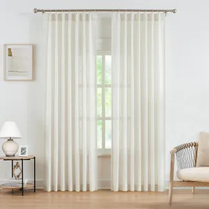 WEST LAKE Short Bailey Natural Pinch Pleated Light Filtering Curtain Panels,Linen Blended Farmhouse Drapes with Back Tabs,Neutral Semi Sheer Window Treatment Used for Bedroom Living Room,42" Wx72 Lx2
