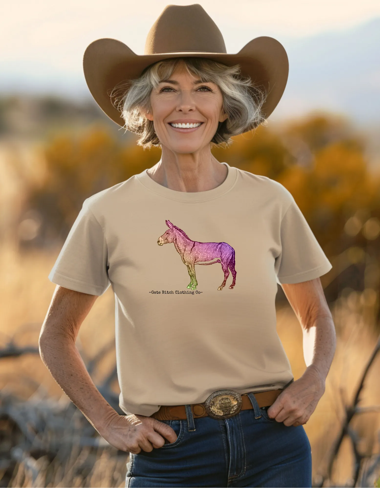 Western Rainbow Mule Tee