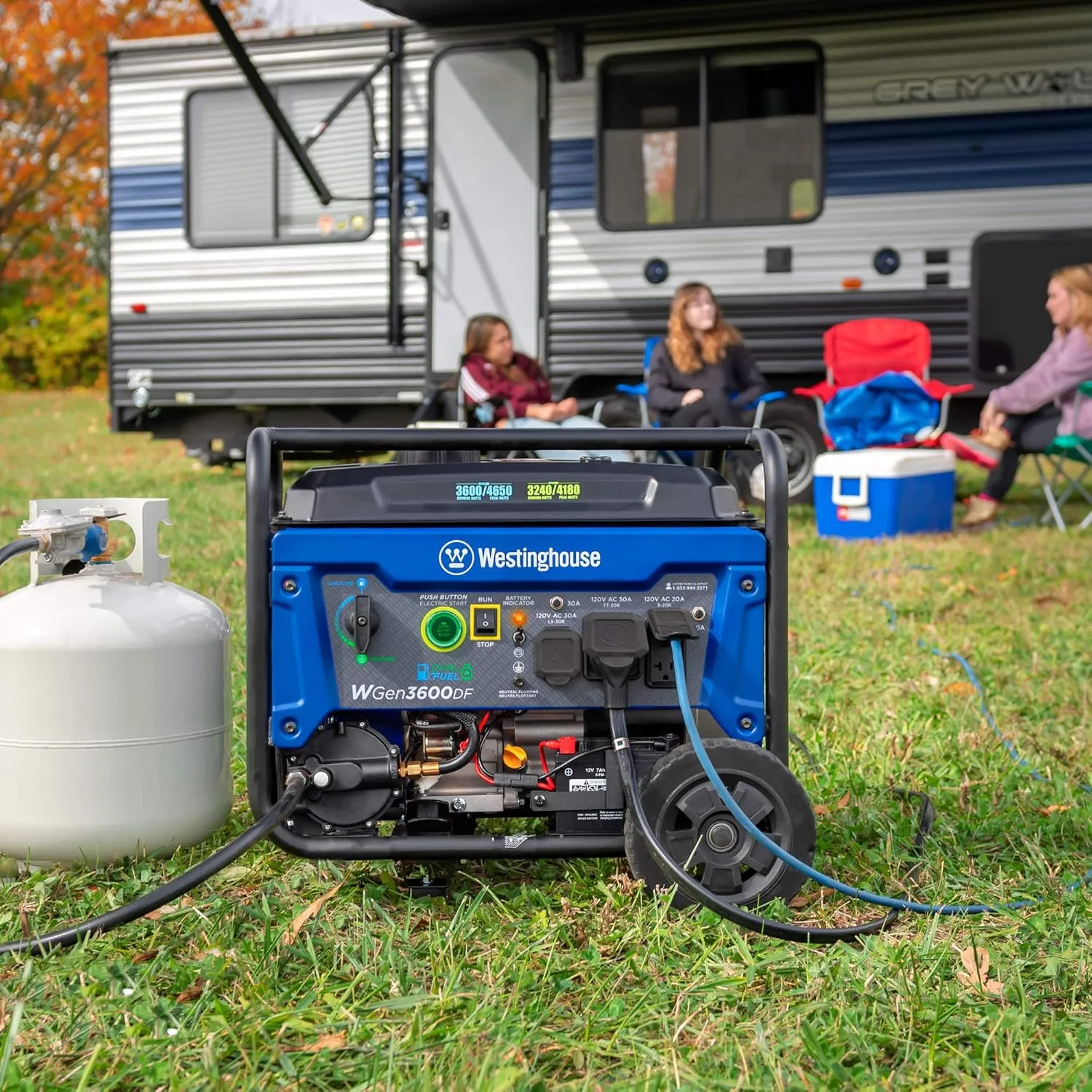 Westinghouse 4650 Peak Watt Dual Fuel Portable Generator, Remote Electric Start with Auto Choke, RV Ready 30A Outlet, Gas & Propane Powered