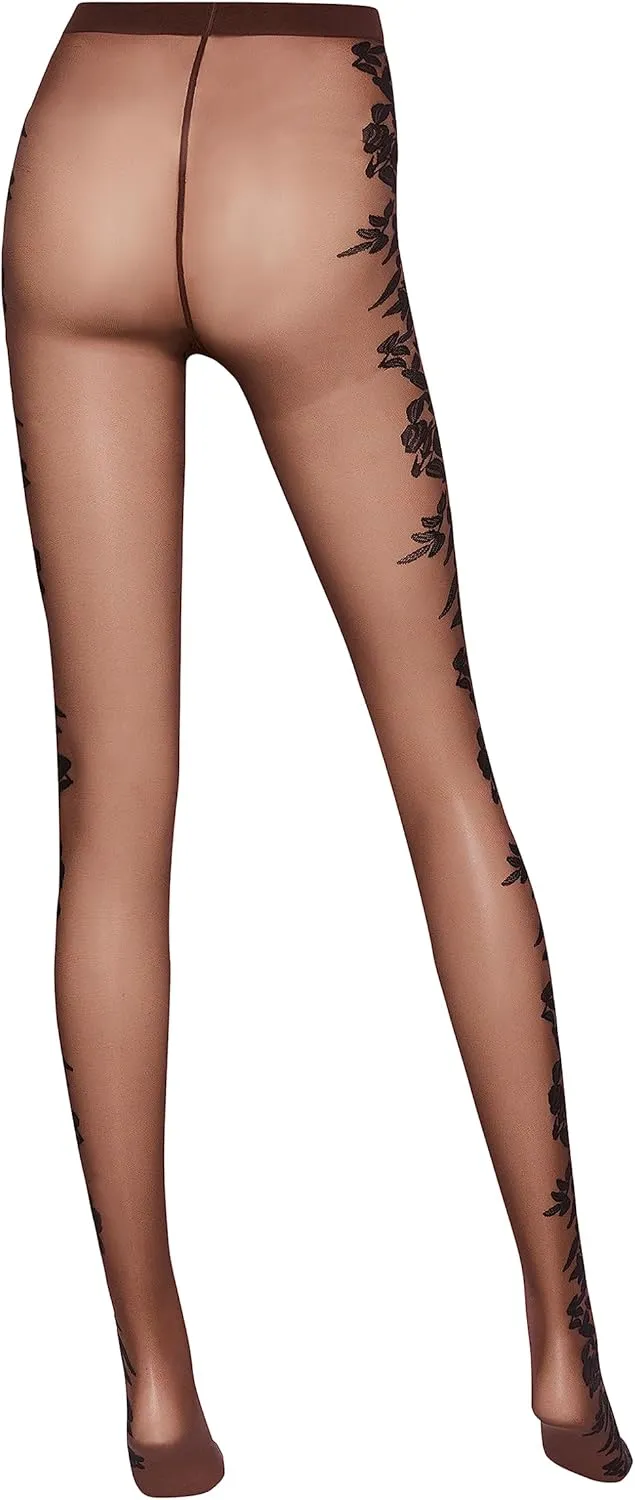 Wolford Flower Tights Sheer 20 Denier For Women Pantyhose with Floral Design Perfect for Stylish Everyday & Formal Wear