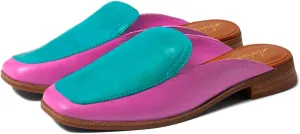 Women Low Flat Heel Mules Square Closed Toe Two-Toned Mule Sandals Slip-On 1” Chunky Stacked Heels Loafers Backless Slide Shoes Patchwork Office Club Comfort Daily Casual Retro 4-11 M US