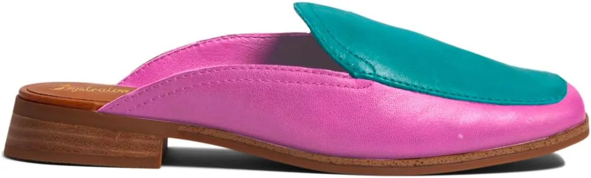 Women Low Flat Heel Mules Square Closed Toe Two-Toned Mule Sandals Slip-On 1” Chunky Stacked Heels Loafers Backless Slide Shoes Patchwork Office Club Comfort Daily Casual Retro 4-11 M US