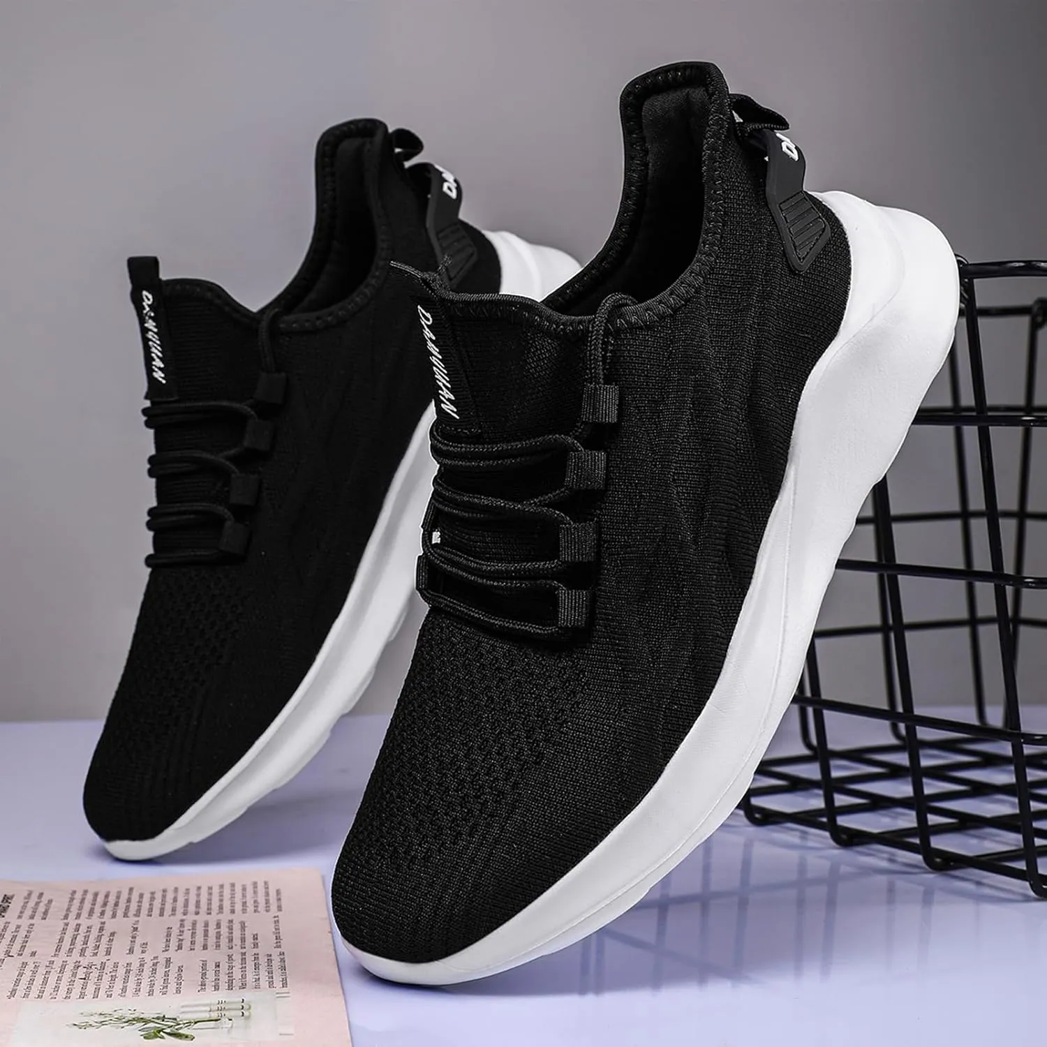 Women Tennis Running Shoes Walking Slip on Summer Gym Workout Athletic Comfortable Sneakers Black