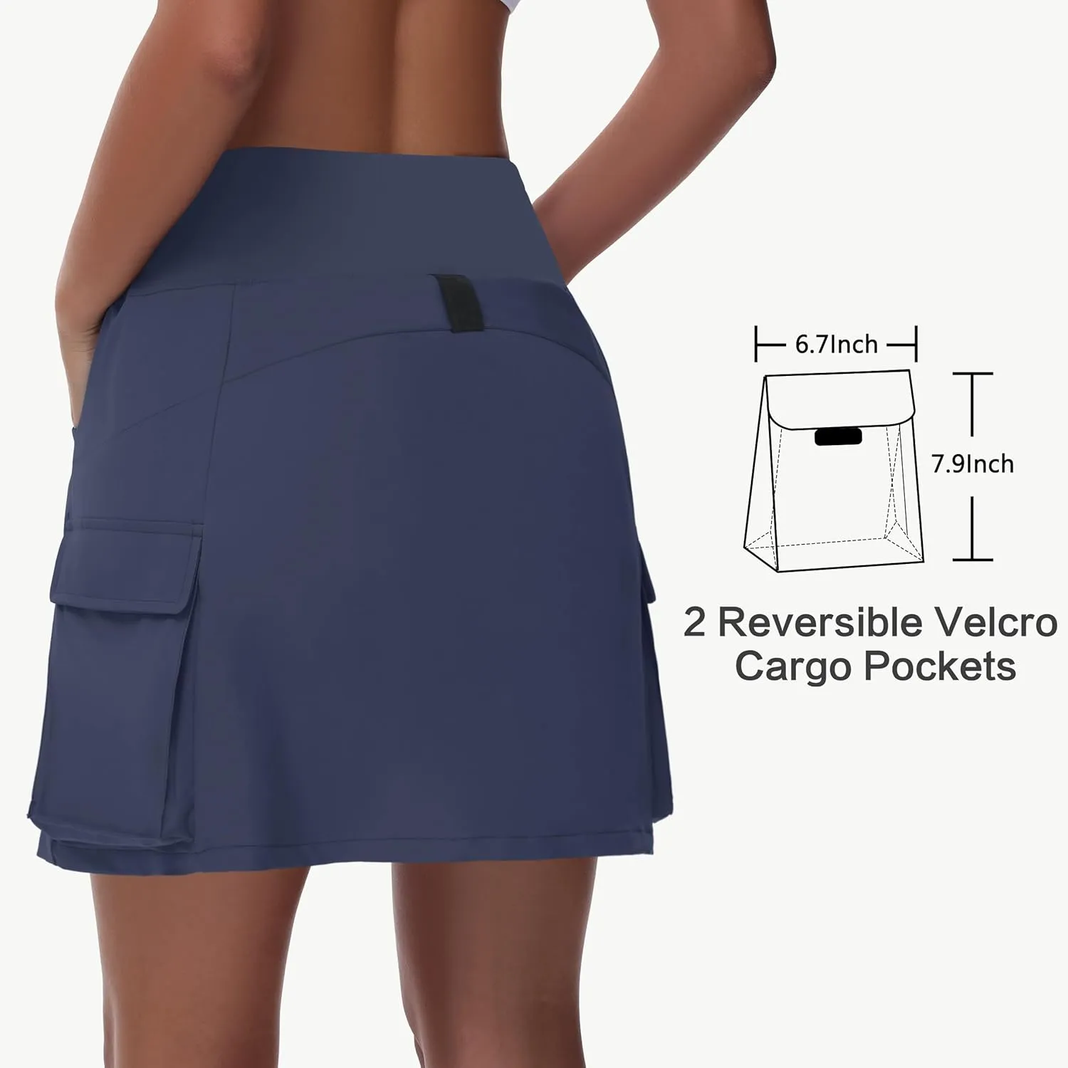 Women's 16" 20" Hiking Cargo Skort Skirt - High Waisted Golf Dressy Casual Workout Sport Skirt with Liner Quick Dry