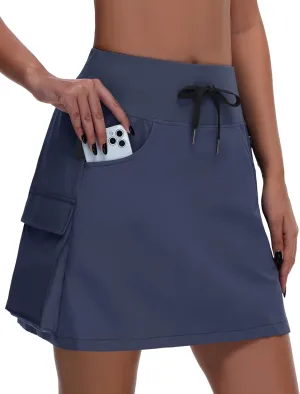 Women's 16" 20" Hiking Cargo Skort Skirt - High Waisted Golf Dressy Casual Workout Sport Skirt with Liner Quick Dry