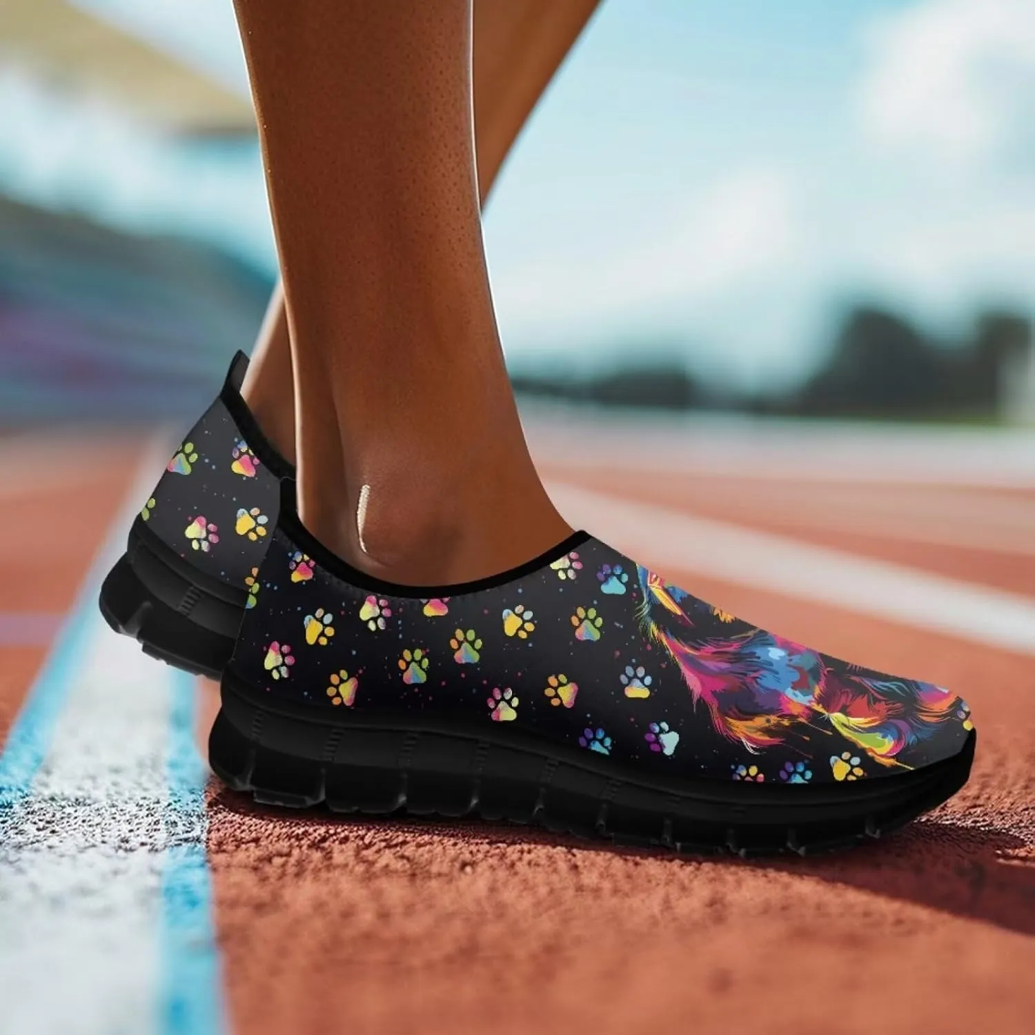 Women's Animals Pattern Sneaker Low Cut Slip on Comfortable Lightweight Walking Anti Slip