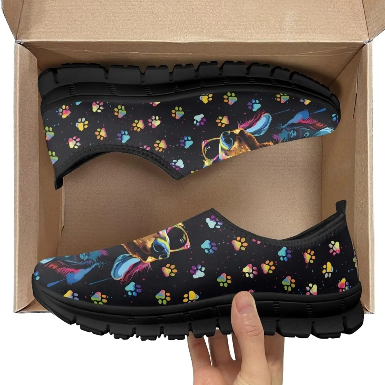 Women's Animals Pattern Sneaker Low Cut Slip on Comfortable Lightweight Walking Anti Slip