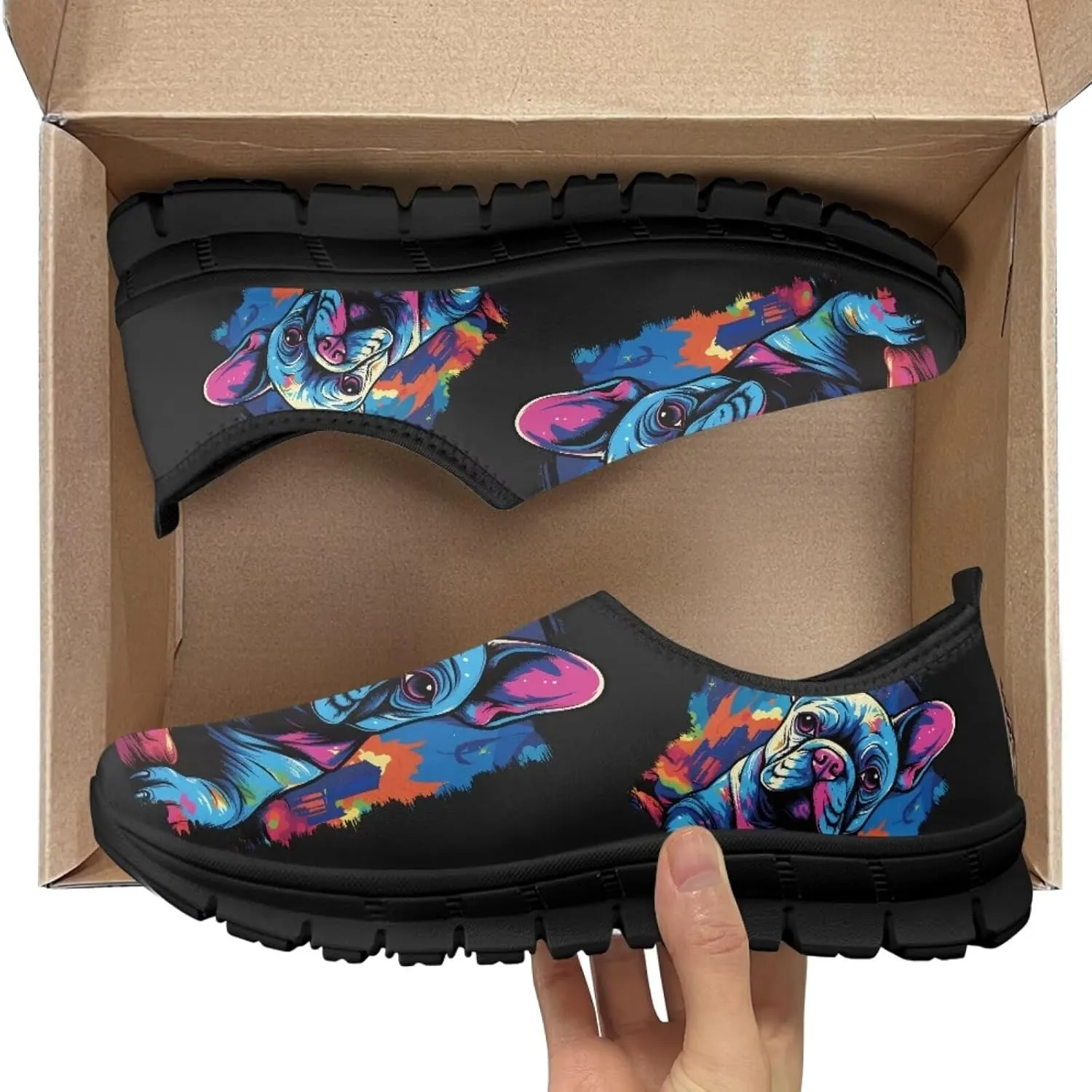 Women's Animals Pattern Sneaker Low Cut Slip on Comfortable Lightweight Walking Anti Slip