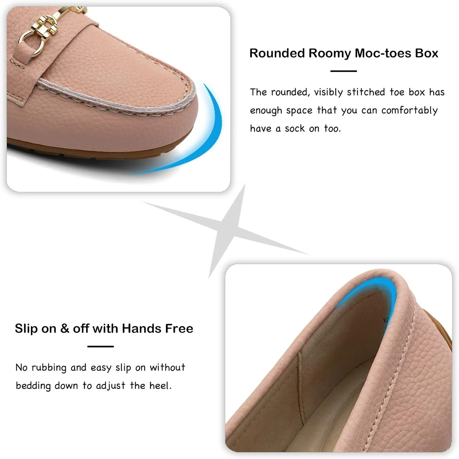 Women's Comfortable & Lightweight Leather Loafers Slip-Ons Driving Mocs Walking Shoes Cute Business Casual Dress Shoes Work Flats for Women