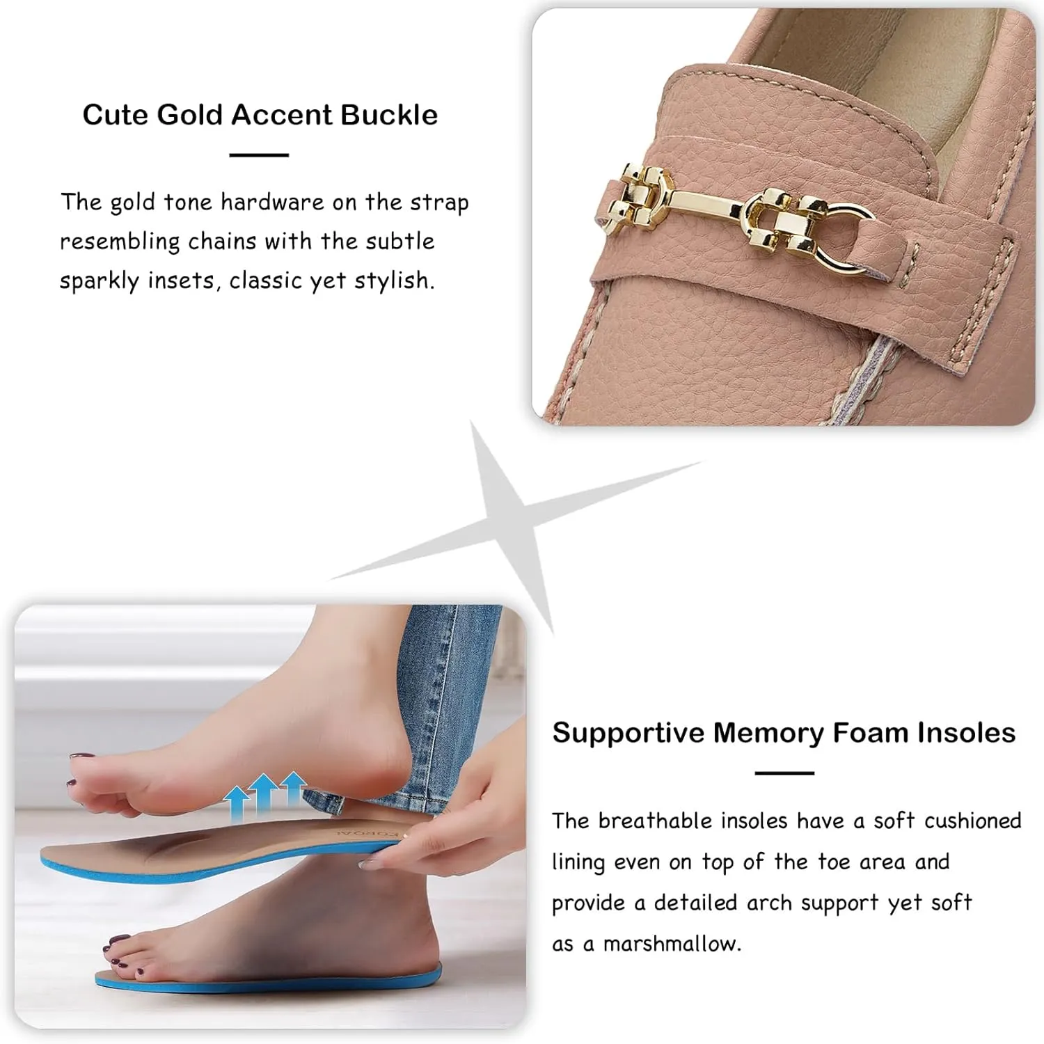 Women's Comfortable & Lightweight Leather Loafers Slip-Ons Driving Mocs Walking Shoes Cute Business Casual Dress Shoes Work Flats for Women