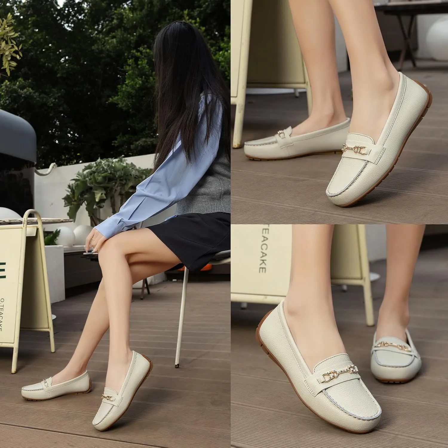 Women's Comfortable & Lightweight Leather Loafers Slip-Ons Driving Mocs Walking Shoes Cute Business Casual Dress Shoes Work Flats for Women