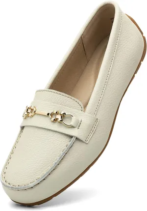 Women's Comfortable & Lightweight Leather Loafers Slip-Ons Driving Mocs Walking Shoes Cute Business Casual Dress Shoes Work Flats for Women
