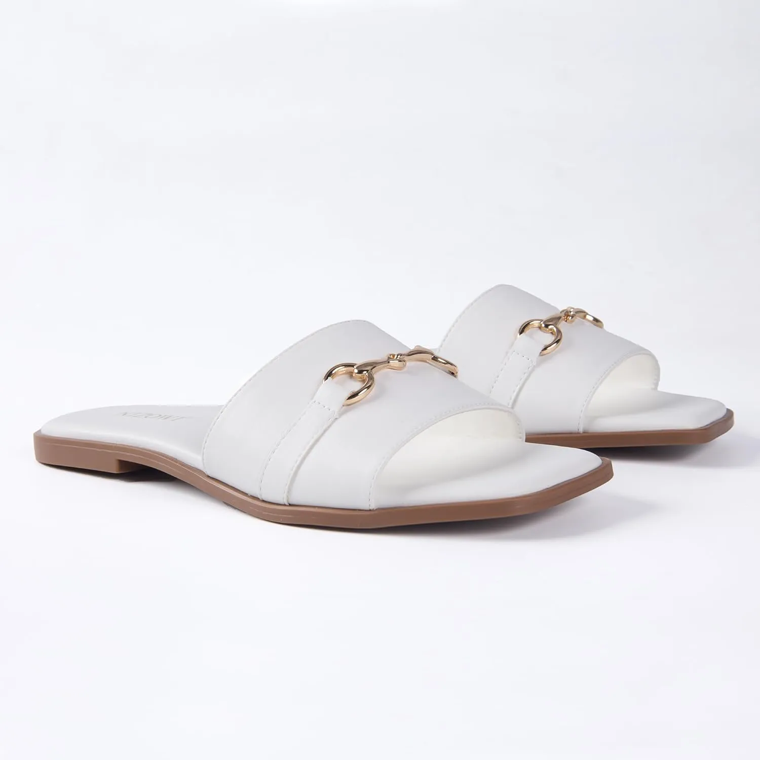 Women's Dressy Flat Sandals for Women Square Open Toe Slip on Comfortable Slide Sandals Summer