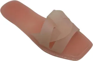 Women's Flat Jelly Woven Lace-Up Jelly Slippers Fashion Beach Flat Cute Summer Slippers