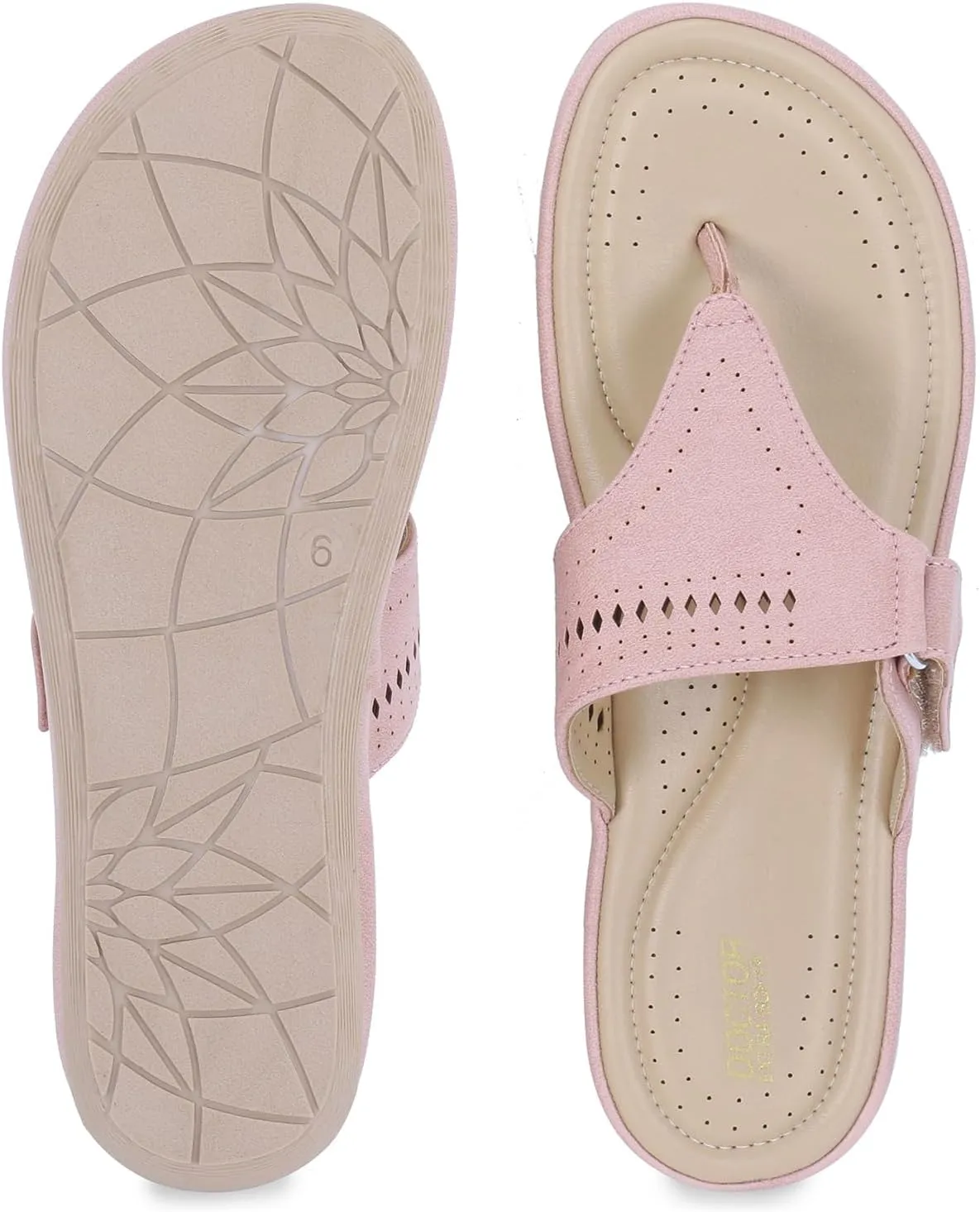 Women's Flat Memory Foam Slippers/Flip-Flops Fashion Stylish Casual Comfortable Diabetic Orthopedic Lightweight Synthetic Slip-on Sandals with Adjustable Strap for Girls/Ladies D-608