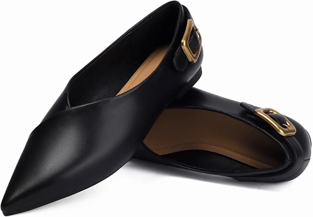 Women's Flat Shoes Comfortable Pointed Toe Flats Slip On Loafers Witch Shoes