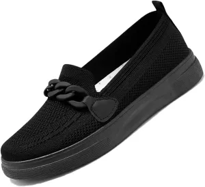 Women's Knit Mesh Lightweight Sock Sneakers Stylish Breathable Casual Walking Shoes Comfortable Slip On Platform Loafers