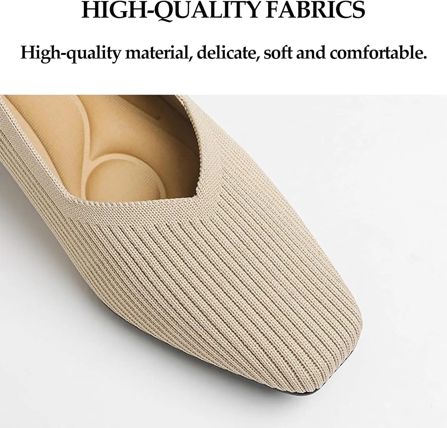 Women’s Knit Slip On Chunky Heel Pumps Square Toe Pump Low Heel Shoes Comfortable Casual Knitted Dress Shoes for Daily Office