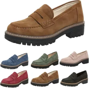 Womens Loafers Comfortable Dressy 2025 Platform Loafers for Women Suede Penny Loafers Lug Sole Casual Slip-Ons Work Business Casual Shoes Women