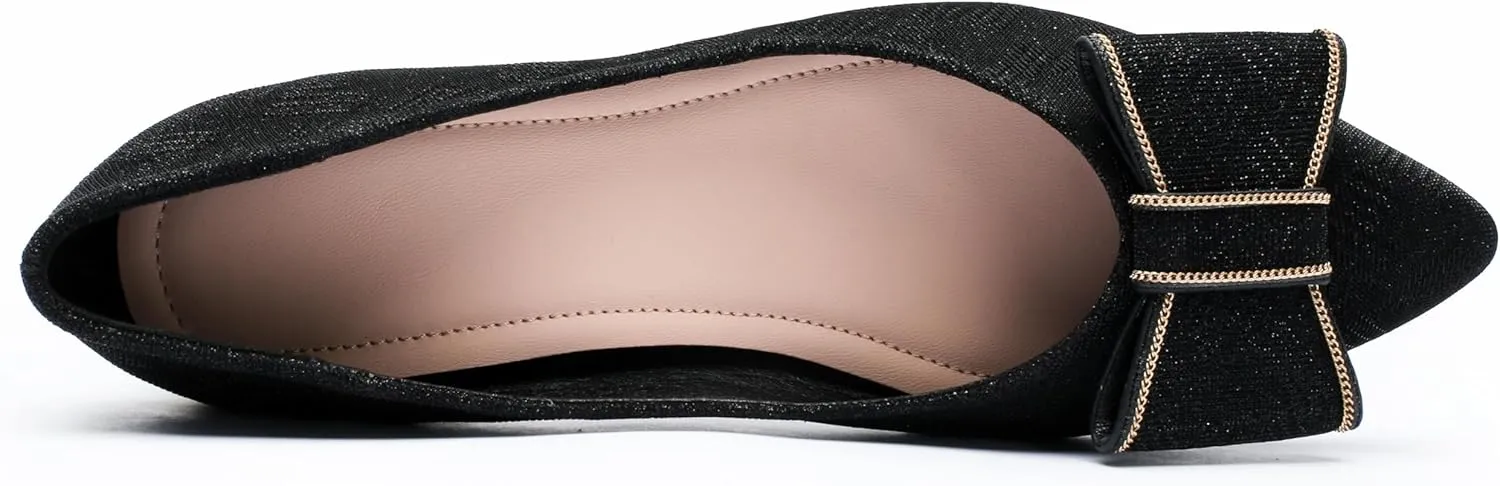 Women's Low Block Chunky Heels Pumps Shoes Pointed Toe Closed Toe Work Pumps Comfortable Slip-on Heels