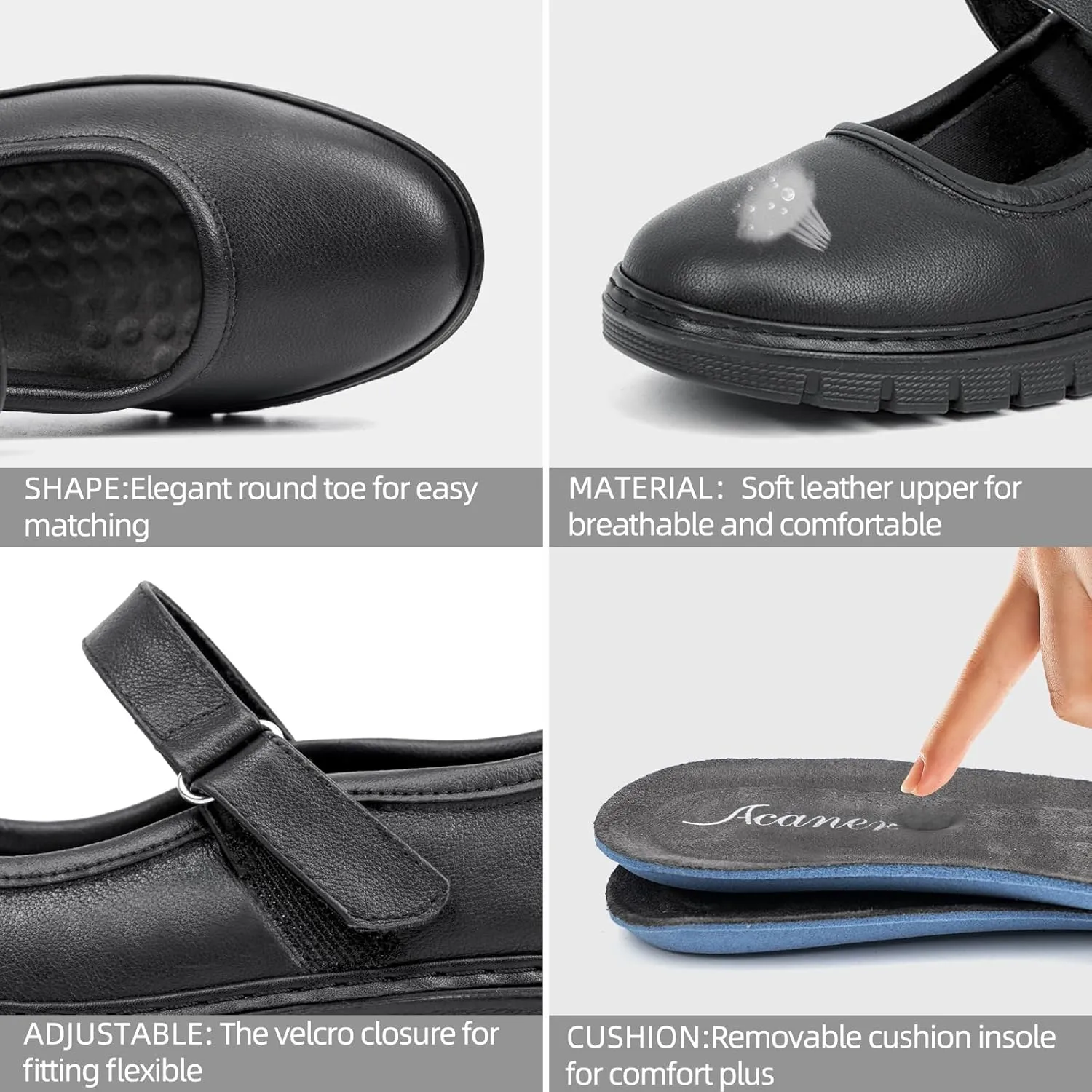 Women’s Mary Jane Shoes for Bunions Comfortable Orthotic Dress Shoes Non-Slip Orthopedic Work Shoes