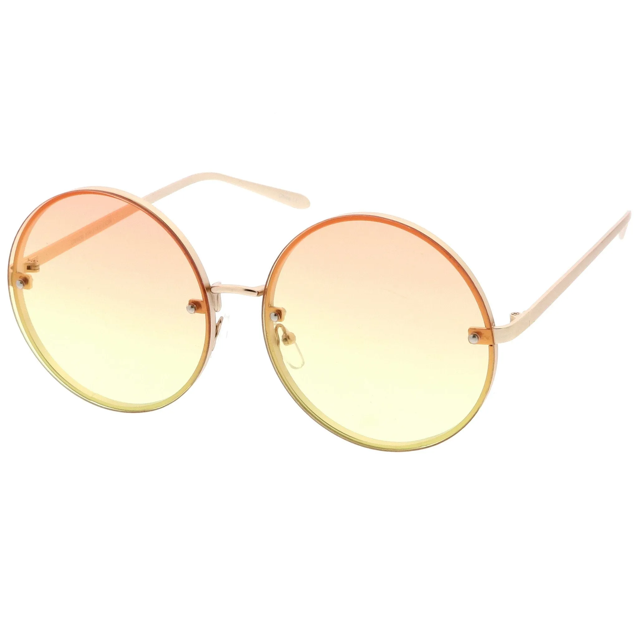 Women's Oversize Indie Gradient Flat Lens Round Sunglasses A892