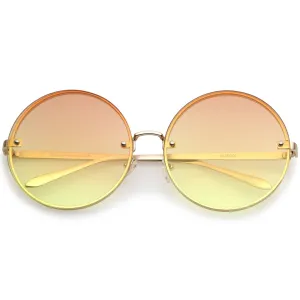 Women's Oversize Indie Gradient Flat Lens Round Sunglasses A892