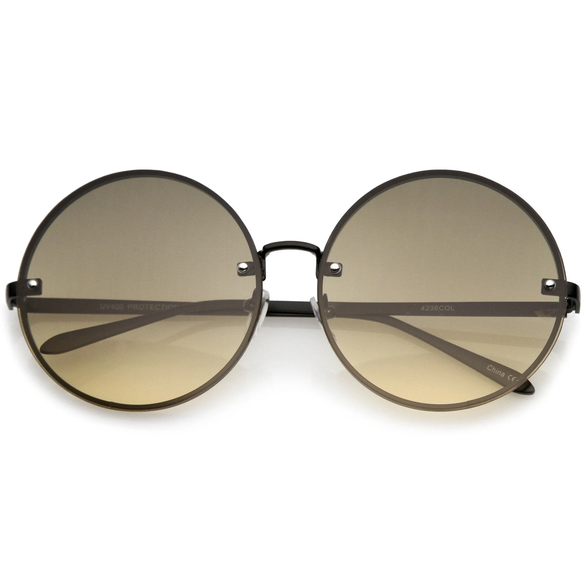 Women's Oversize Indie Gradient Flat Lens Round Sunglasses A892