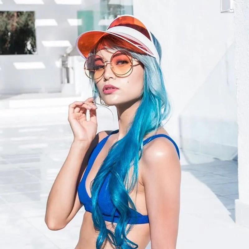 Women's Oversize Indie Gradient Flat Lens Round Sunglasses A892
