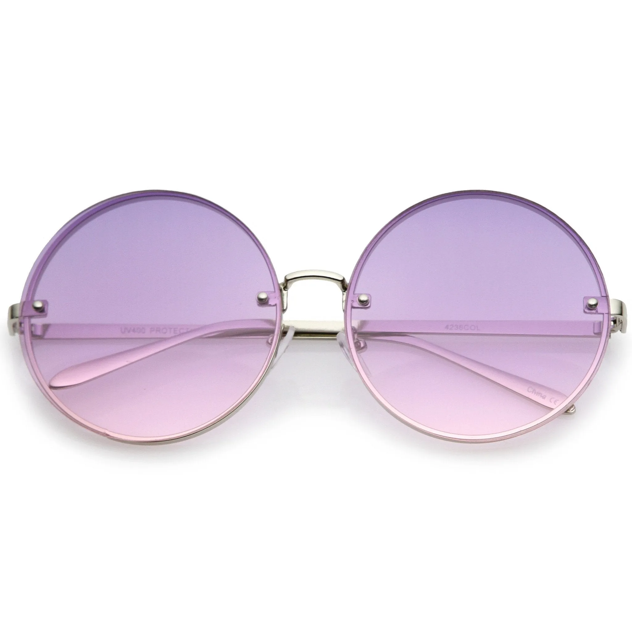 Women's Oversize Indie Gradient Flat Lens Round Sunglasses A892