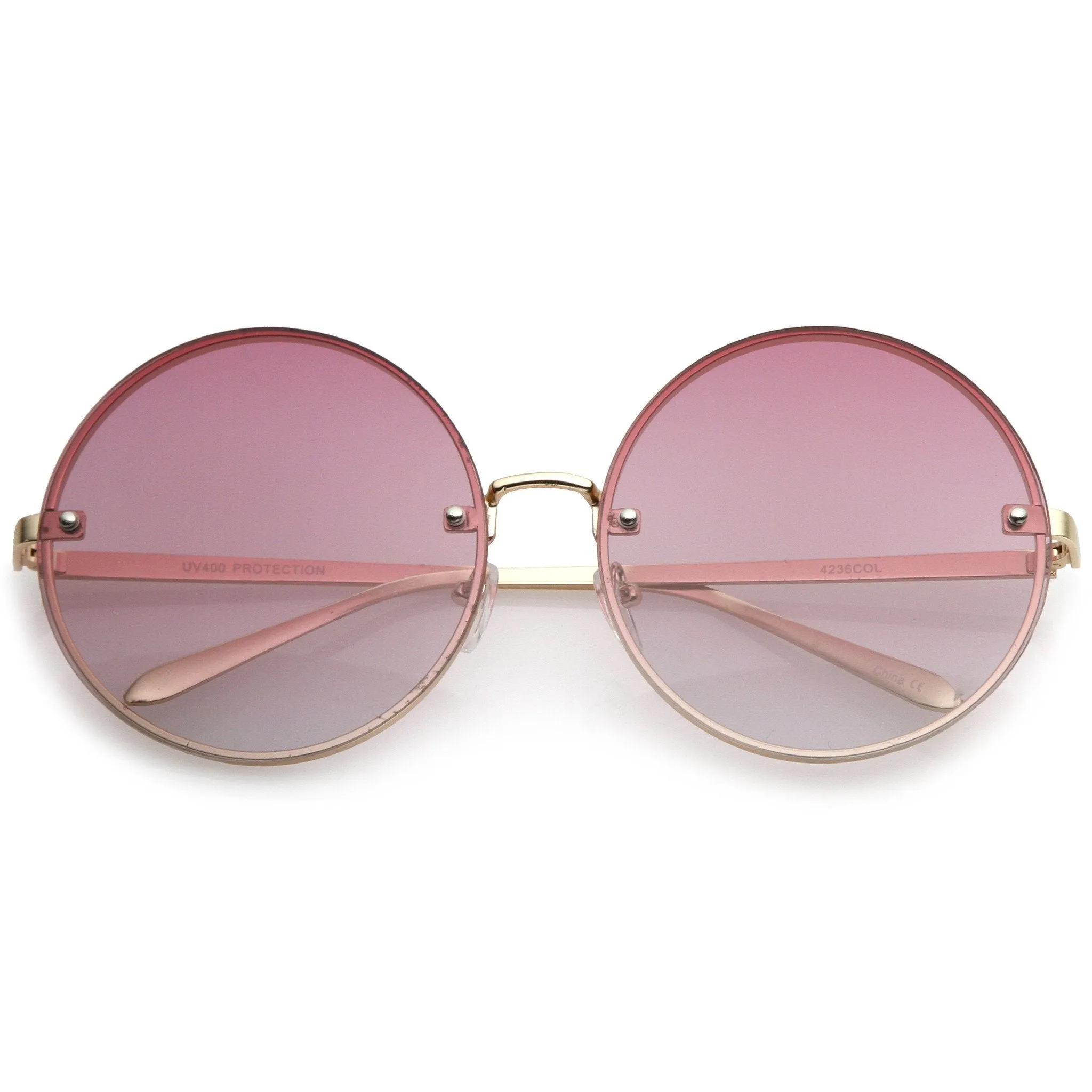Women's Oversize Indie Gradient Flat Lens Round Sunglasses A892