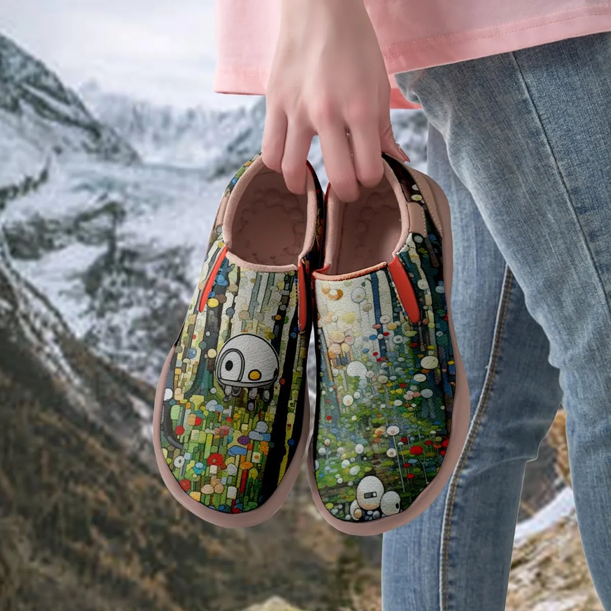 Women's Painted Travel Loafers Slip On Sneakers Casual Comfortable Walking Lightweight Nurse Shoes