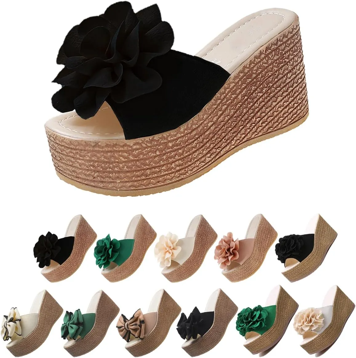 Women,s Platform Beach Slippers,Comfortable Slip-On Wedge Sandals, Open-Toe Fish Mouth Design, Summer Casual Dress Heels & Thong Sandals