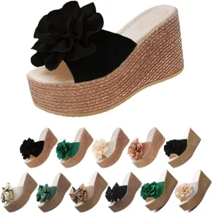 Women,s Platform Beach Slippers,Comfortable Slip-On Wedge Sandals, Open-Toe Fish Mouth Design, Summer Casual Dress Heels & Thong Sandals