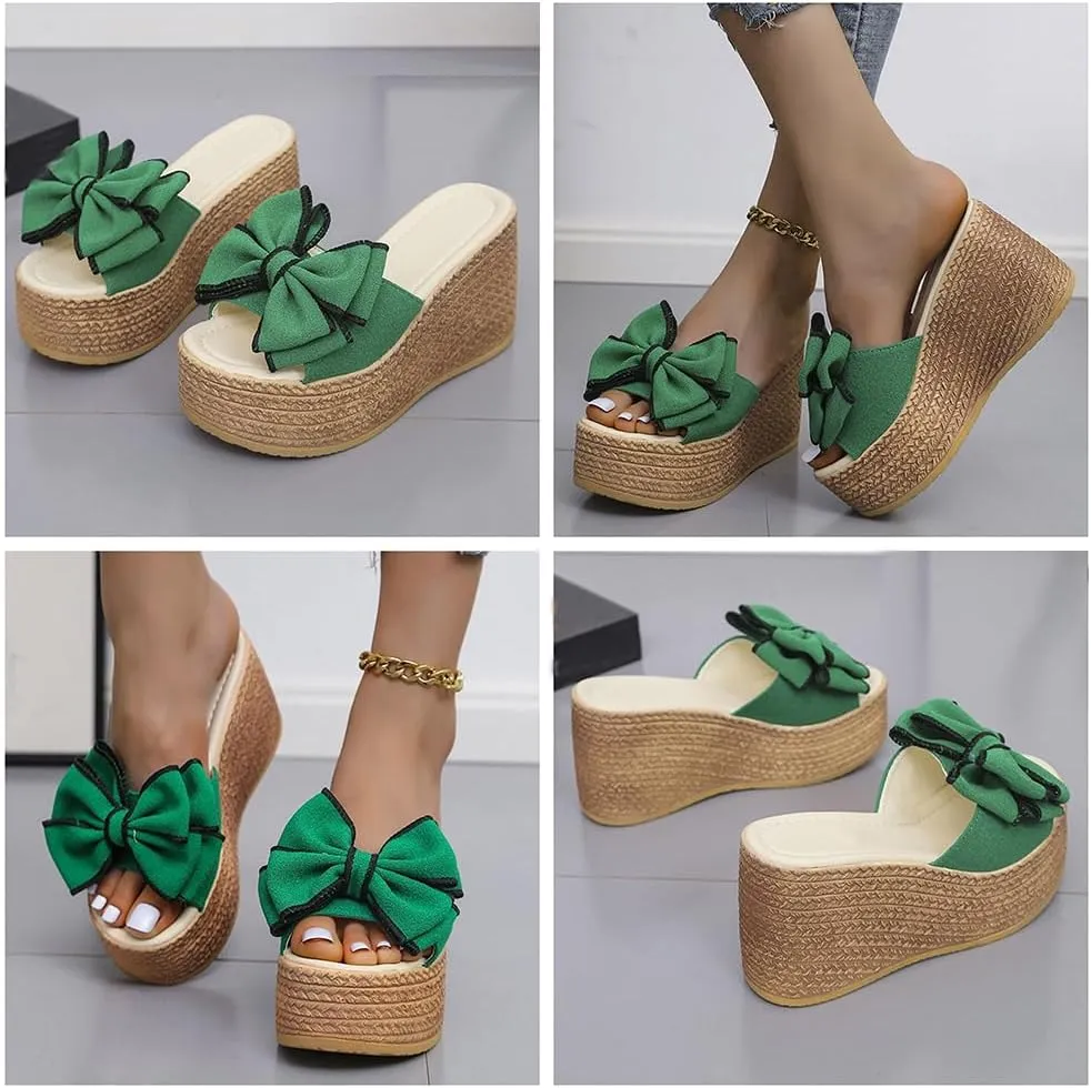 Women,s Platform Beach Slippers,Comfortable Slip-On Wedge Sandals, Open-Toe Fish Mouth Design, Summer Casual Dress Heels & Thong Sandals