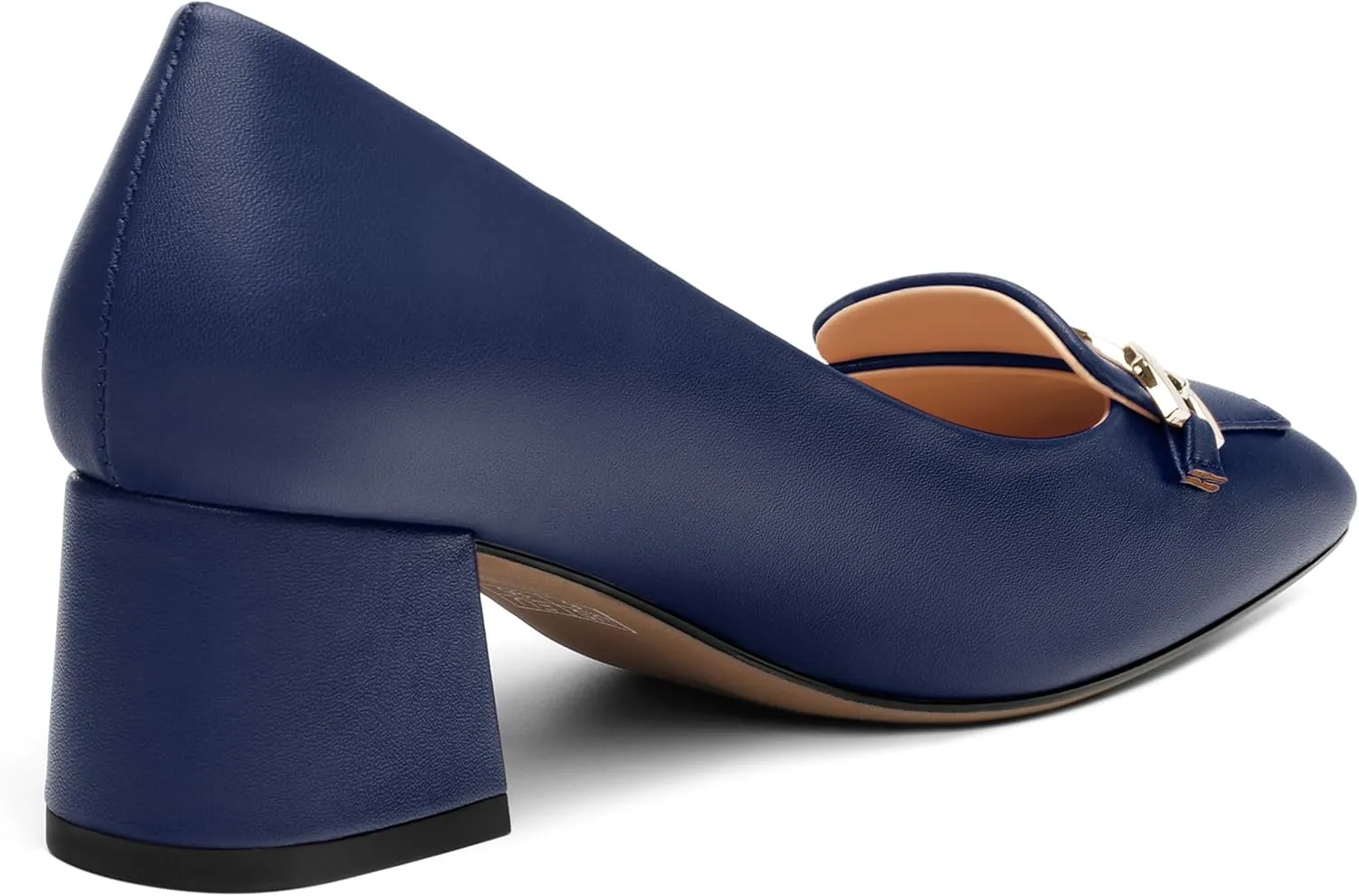 Women's Pumps Low Chunky Block Heel Square Toe Slip On Comfortable Dress Shoes for Work Office Casual
