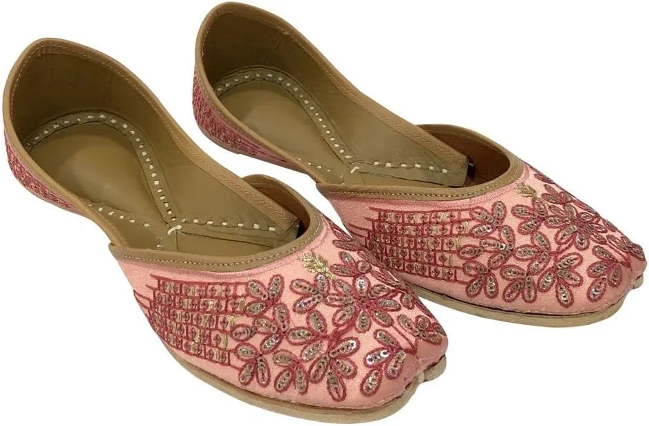 Women's Punjabi Jutti Handmade Ethnic Shoes Traditional Stylish Mojari Khussa Jooti Pink