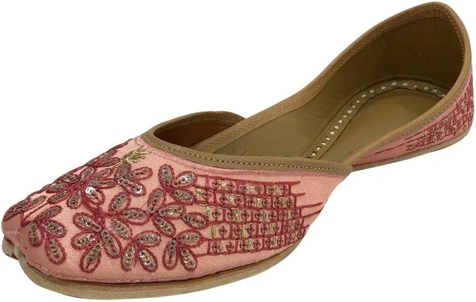 Women's Punjabi Jutti Handmade Ethnic Shoes Traditional Stylish Mojari Khussa Jooti Pink