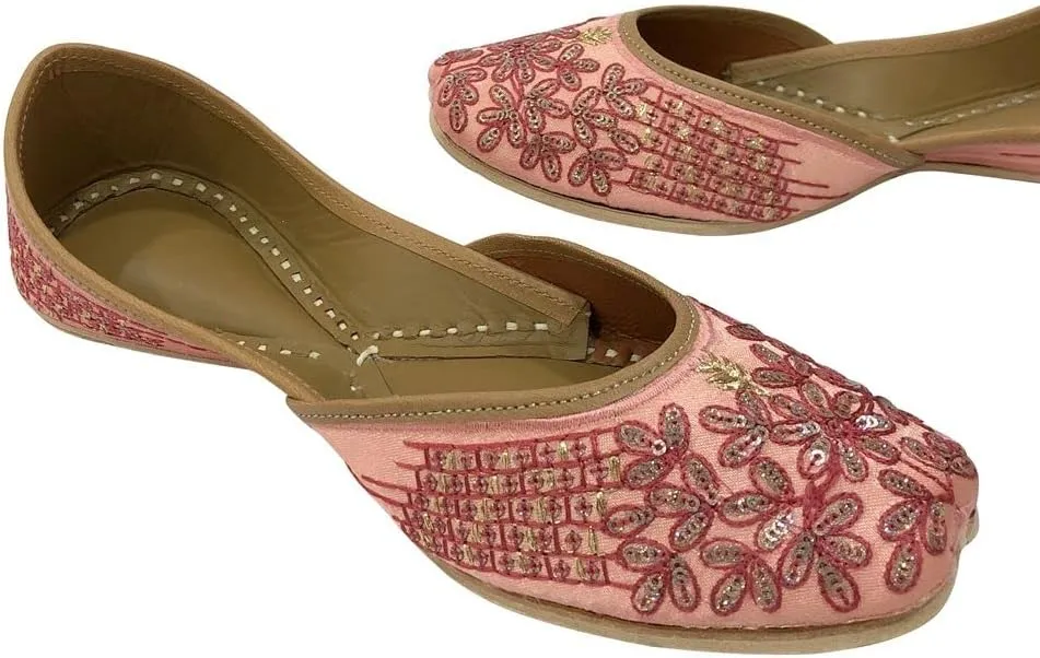 Women's Punjabi Jutti Handmade Ethnic Shoes Traditional Stylish Mojari Khussa Jooti Pink