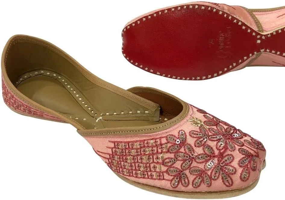 Women's Punjabi Jutti Handmade Ethnic Shoes Traditional Stylish Mojari Khussa Jooti Pink