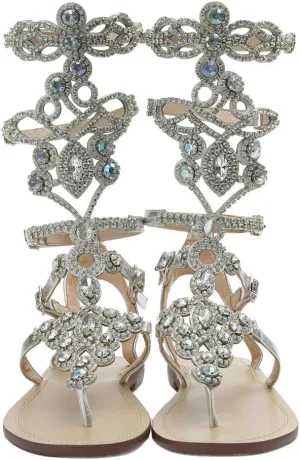 Women's Rhinestone Gladiator Sandals Stylish Flats for Summer Beach Weddings