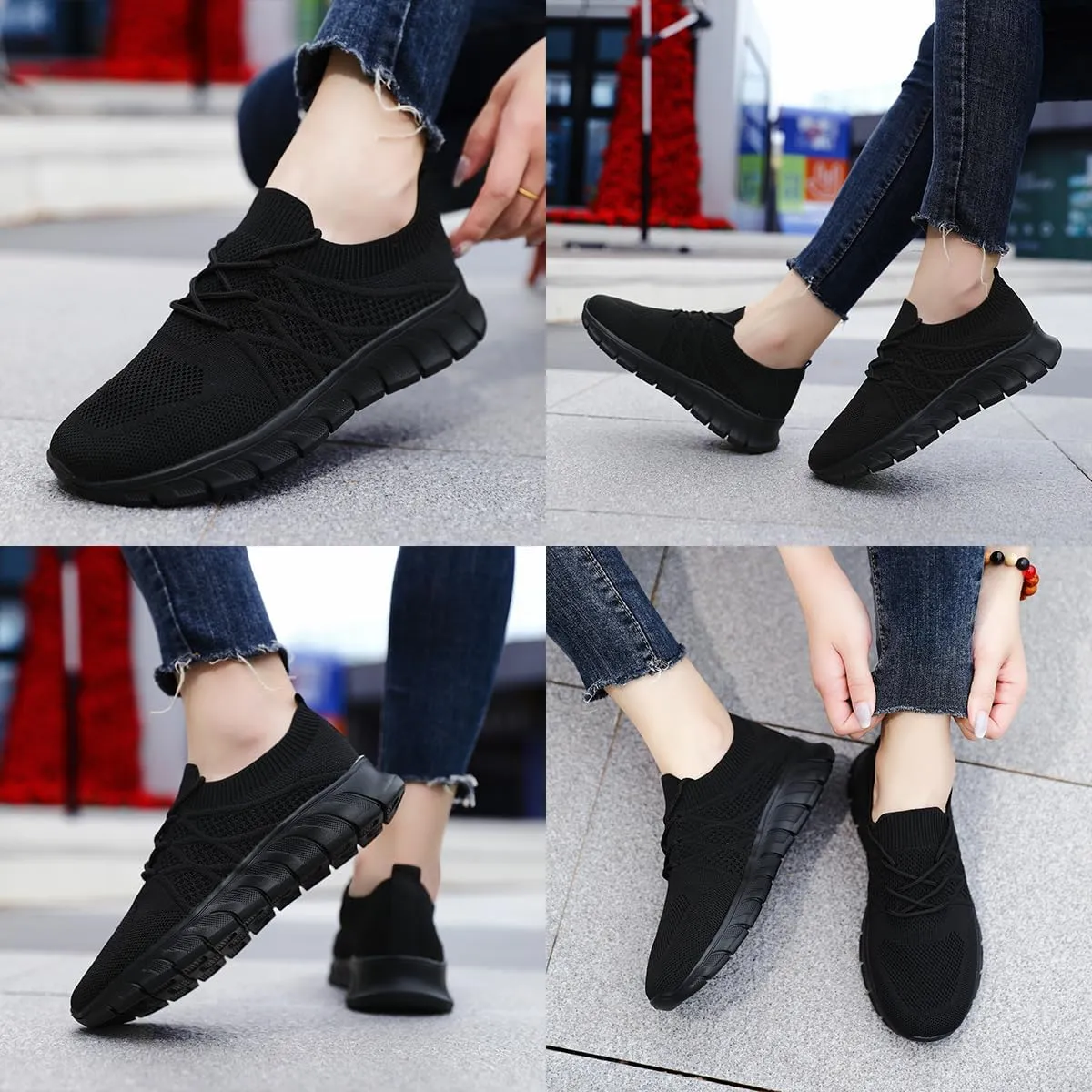 Womens Running Shoes Walking Tennis Sneakers Casual Slip on Breathable Lightweight Comfortable Fashion Athletic Sports Gym Trainers