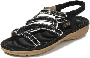 Womens Sandals Summer Dressy Flat Sandals Casual Comfortable Beach Bohemian Sandal Flat Shoes