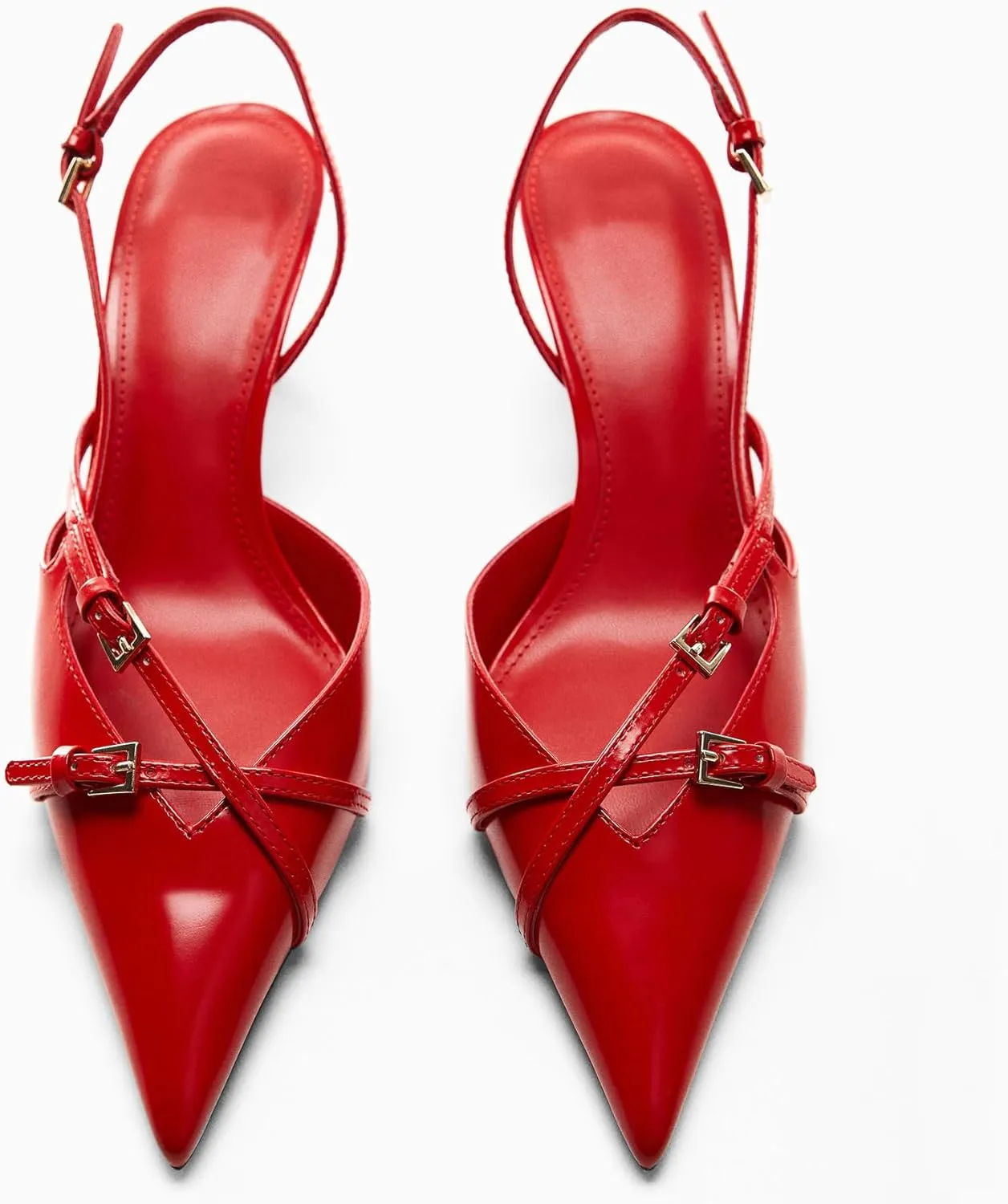Women's Slingback Kitten Heels Buckle Strap Work Pumps Pointed Toe Slip On Comfortable Dress Shoes