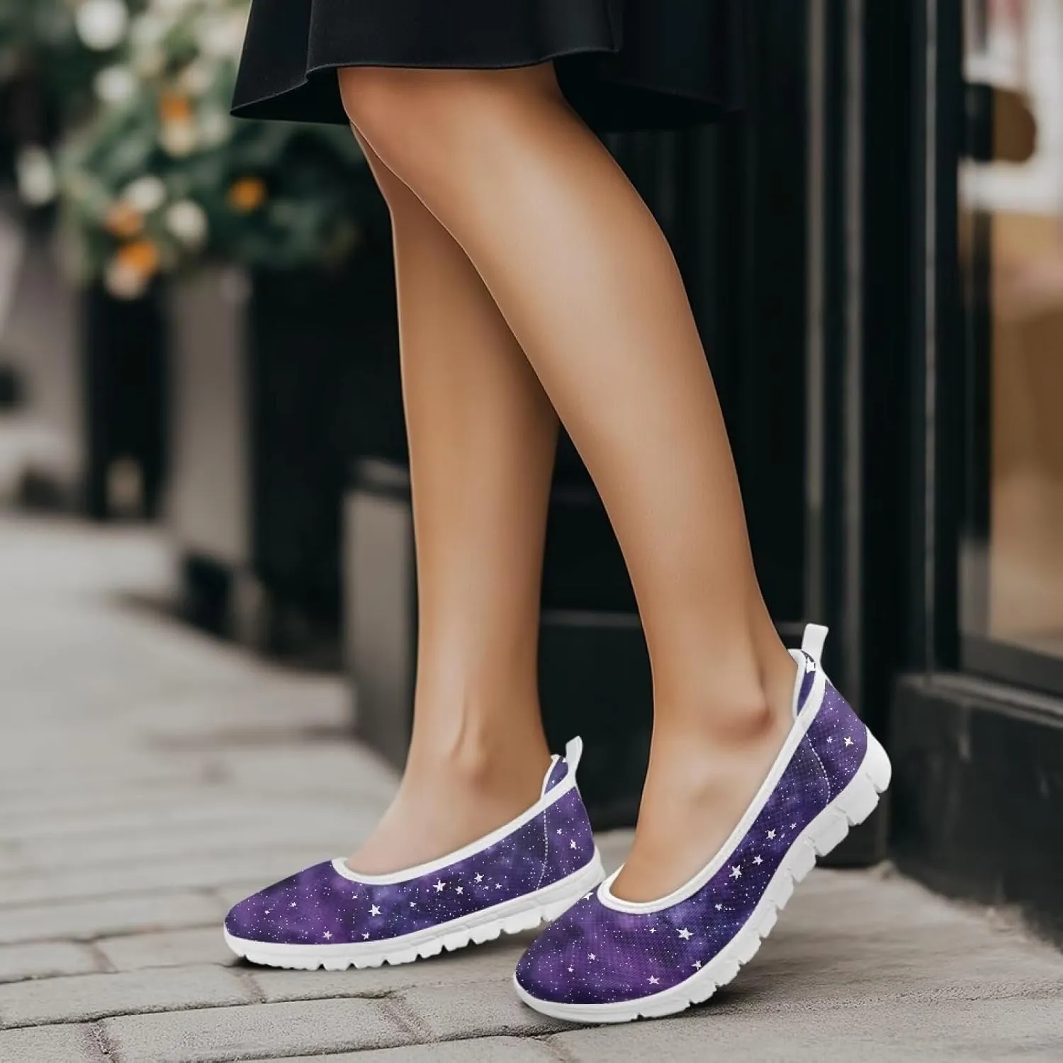 Womens Slip on Shoes Lightweight Printed Walking Shoes Stylish Loafers Non Slip Flat Shoes Low-top Casual Shoes SizeUS 6-11