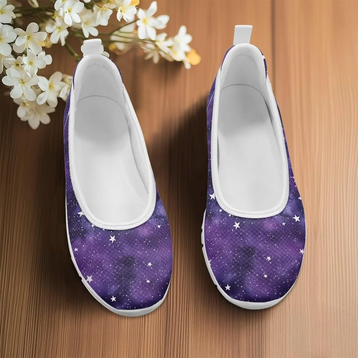 Womens Slip on Shoes Lightweight Printed Walking Shoes Stylish Loafers Non Slip Flat Shoes Low-top Casual Shoes SizeUS 6-11