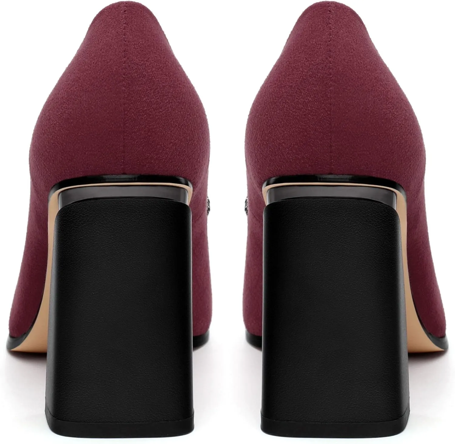 Women's Suede Chunky Block high Heels Comfortable Closed Pointed Toe Slip On Pumps Dinner Wedding Party Office Shoes 3.5 inch