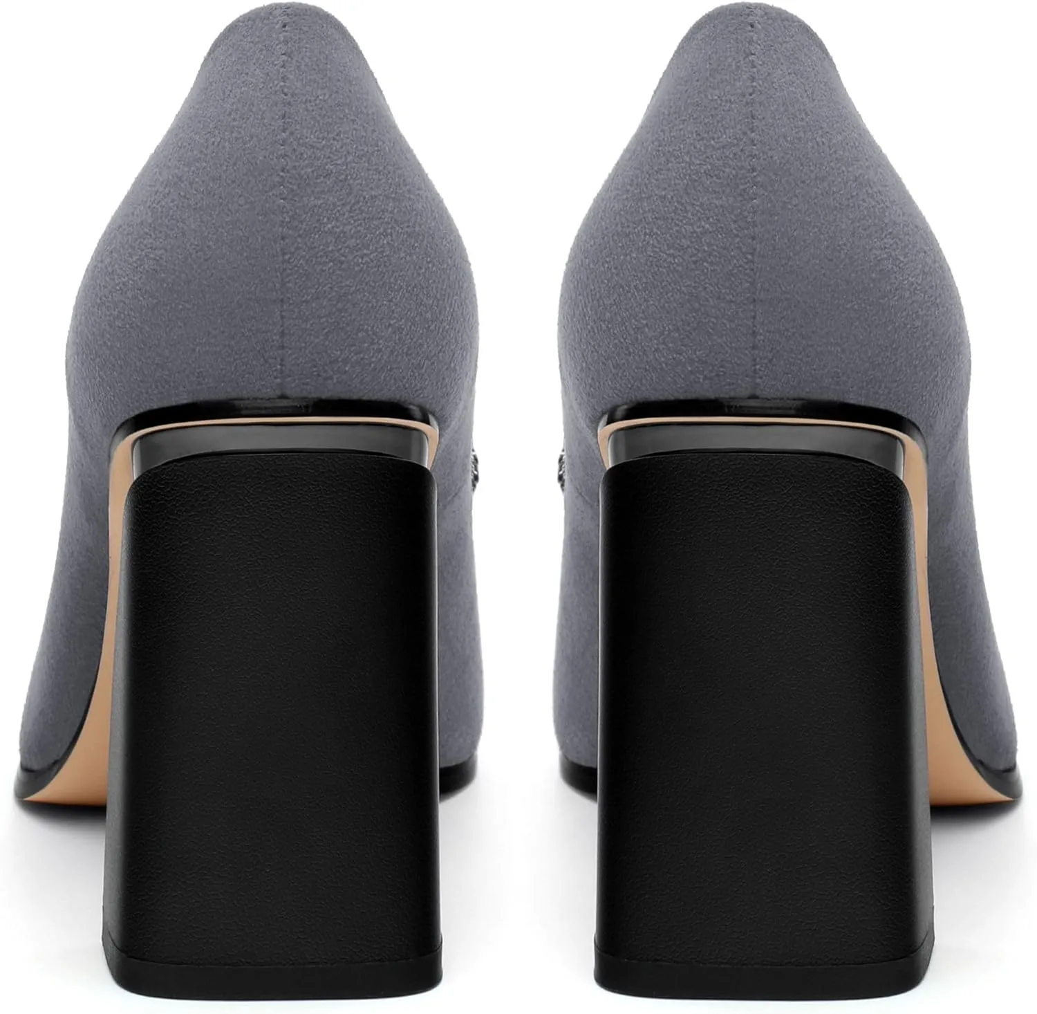 Women's Suede Chunky Block high Heels Comfortable Closed Pointed Toe Slip On Pumps Dinner Wedding Party Office Shoes 3.5 inch